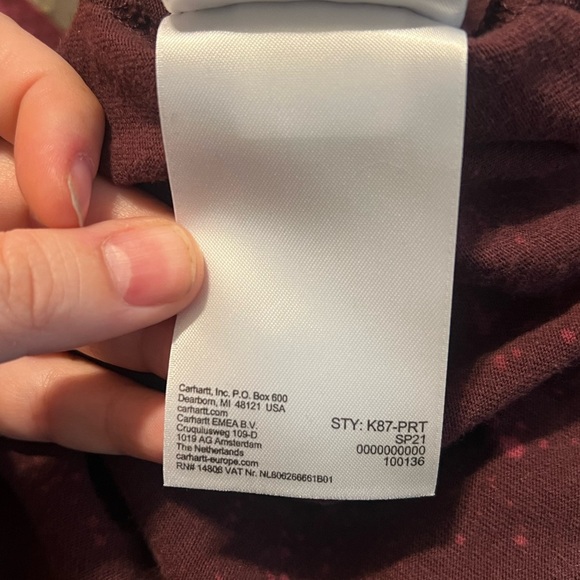 Carhartt Loose Fit Heavyweight Pocket Burgundy Bleached Sz 2XL Color: Port - Picture 10 of 10